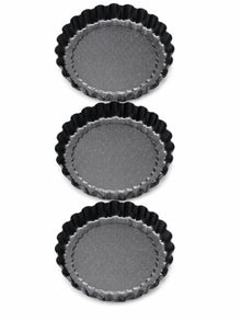 3-Piece Fluted Tart & Quiche Pan Set – Round Scalloped Baking Pans, (9.5, 11 & 12.75 Inches)