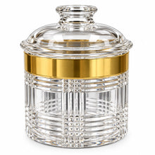 Medium Clear Geometric Storage Canister with Gold-Tone Band & Dome Lid