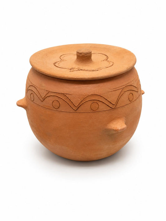 Authentic Yemeni Ferni Clay Cooking Pot with Lid , Terracotta , Handcrafted - Large