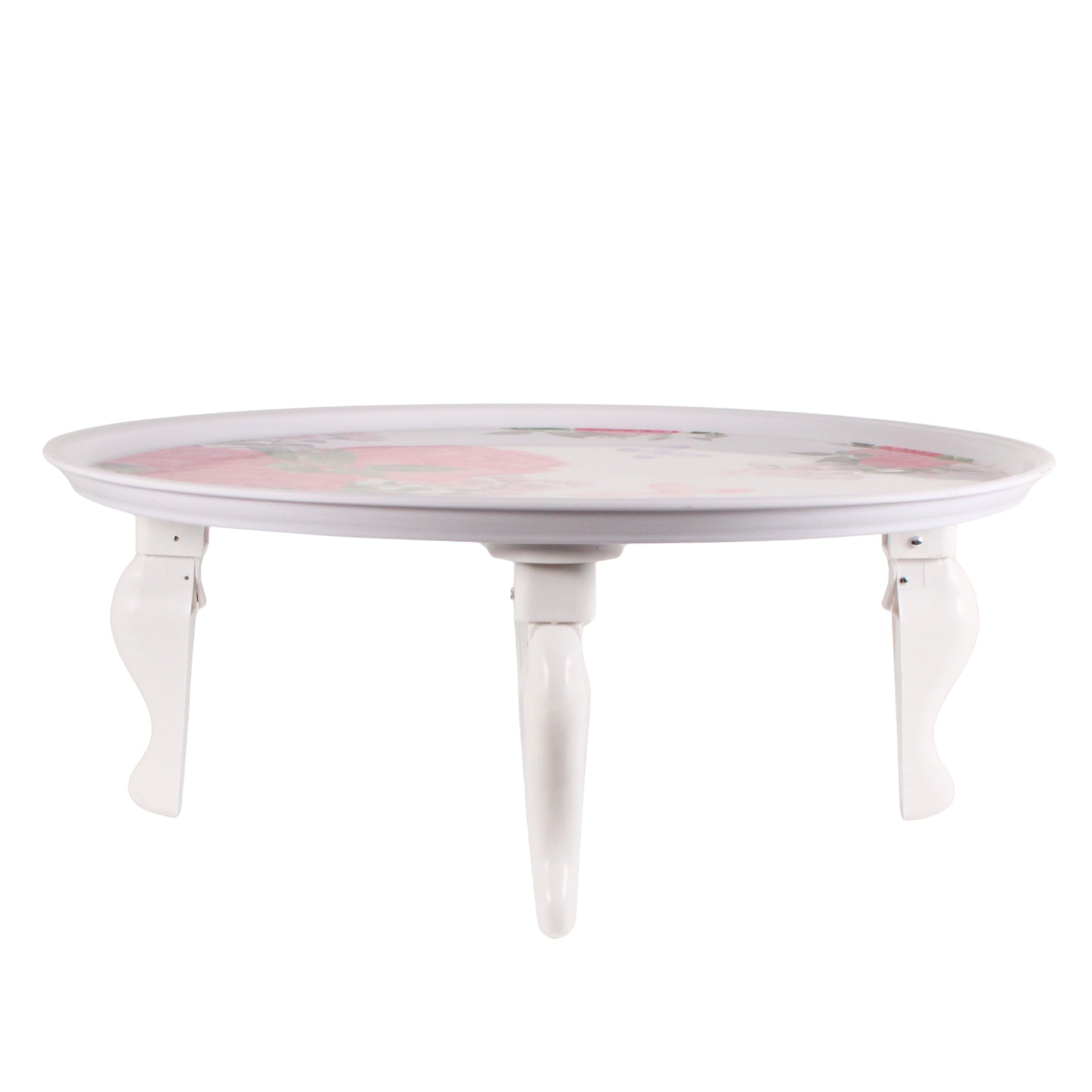 Round Floral Folding Tray Table with Legs - 27.5"