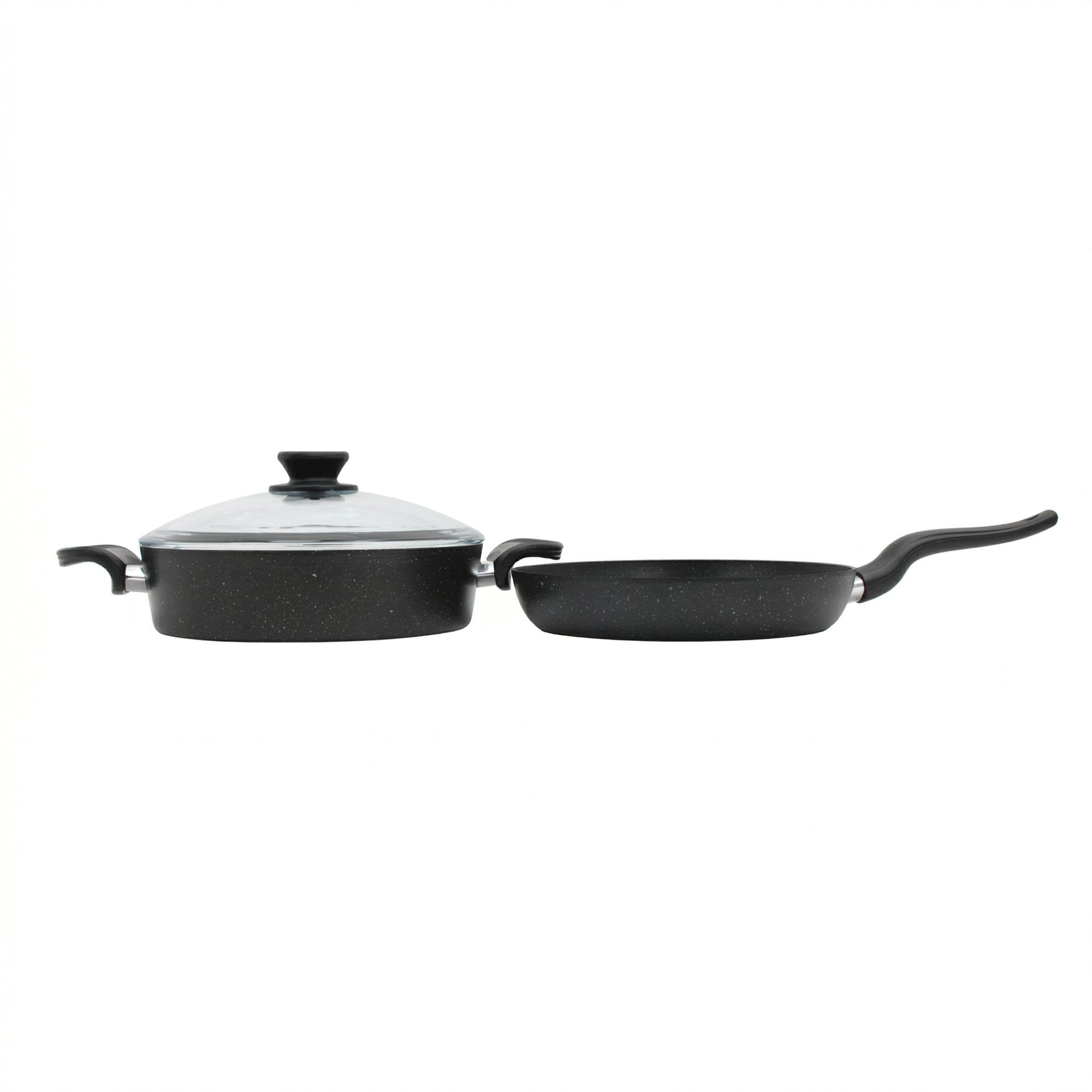 Lavonni 3 piece Granite Cooking Pot w/ Frying Pan Black