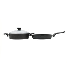 Lavonni 3 piece Granite Cooking Pot w/ Frying Pan Black