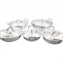 Set of 5 Stainless Steel Dual Handle Cooking Pots with Lids