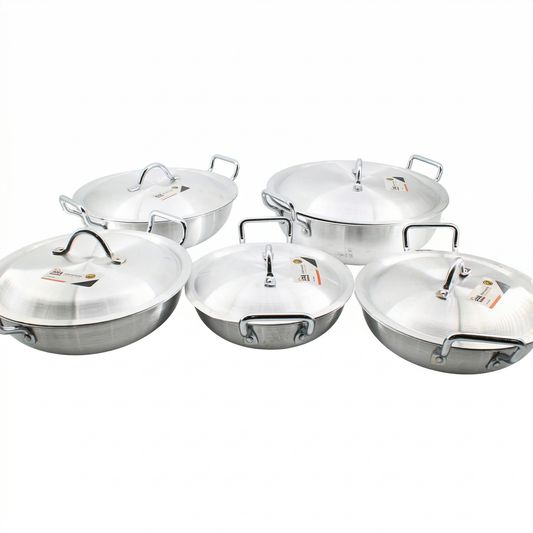 Set of 5 Stainless Steel Dual Handle Cooking Pots with Lids
