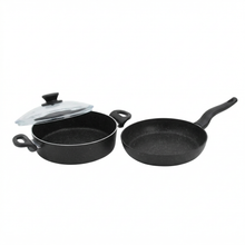 Lavonni 3 piece Granite Cooking Pot w/ Frying Pan Black