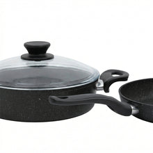 Lavonni 3 piece Granite Cooking Pot w/ Frying Pan Black