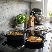 Lavonni 3 piece Granite Cooking Pot w/ Frying Pan Black