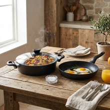 Lavonni 3 piece Granite Cooking Pot w/ Frying Pan Black
