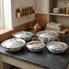 Set of 5 Stainless Steel Dual Handle Cooking Pots with Lids