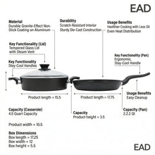Lavonni 3 piece Granite Cooking Pot w/ Frying Pan Black