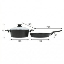 Lavonni 3 piece Granite Cooking Pot w/ Frying Pan Black