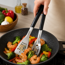 13.5-Inch 2-in-1 Slotted Serving Tongs with Black Handles