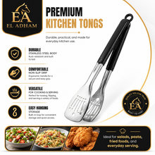 13.5-Inch 2-in-1 Slotted Serving Tongs with Black Handles