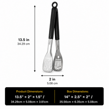 13.5-Inch 2-in-1 Slotted Serving Tongs with Black Handles